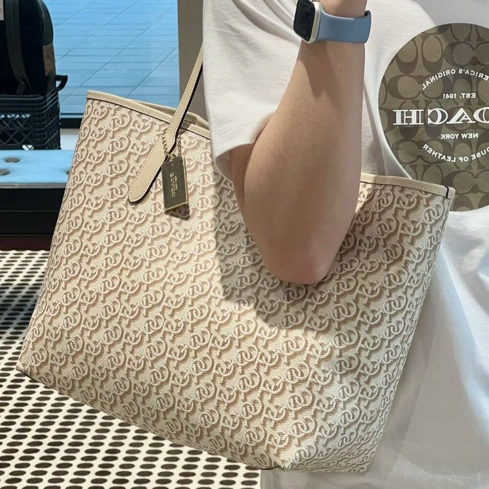 Coach City Tote Bag With Monogram Print